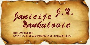 Janićije Mankulović vizit kartica